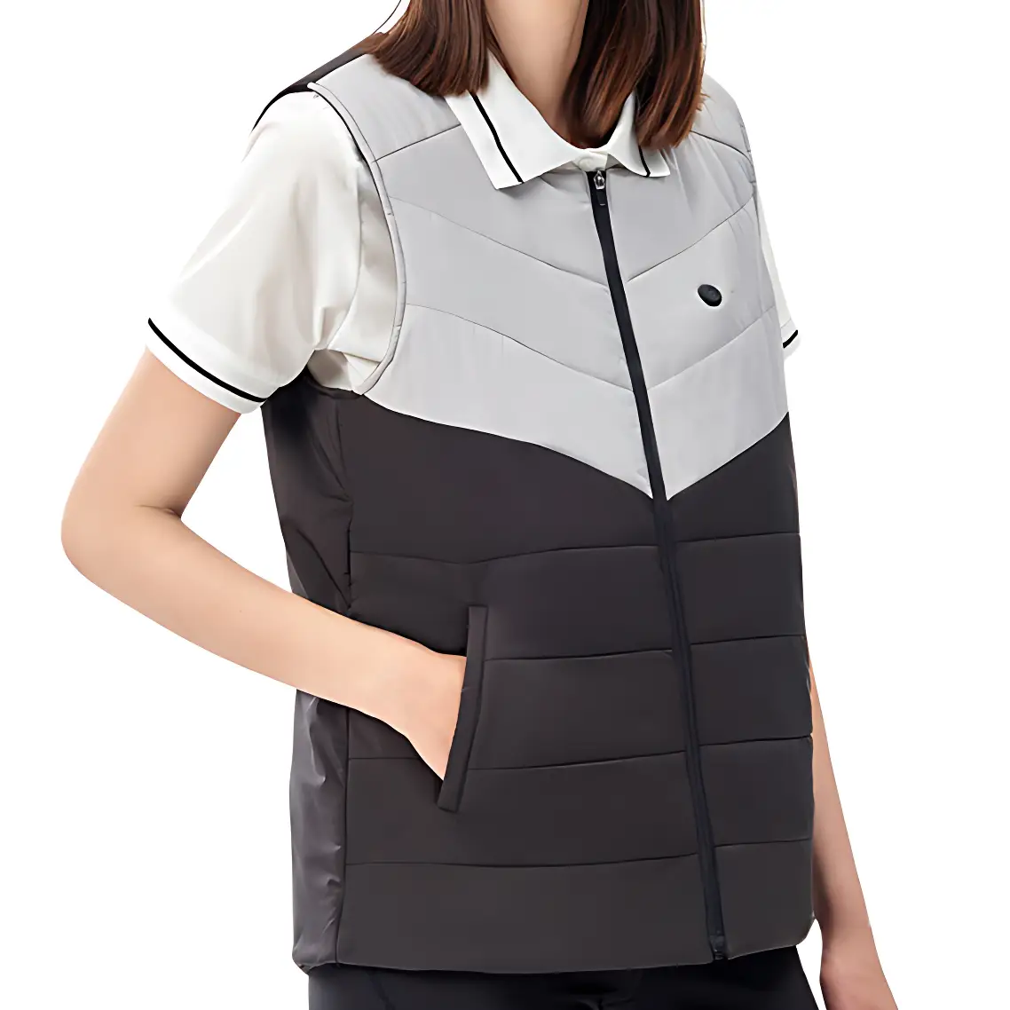 Doudoune gilet chauffante femme grise - Image 8