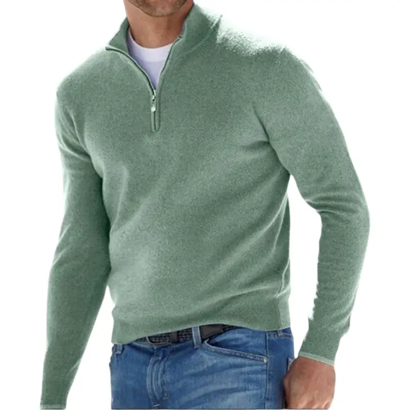 Pull militaire vert col v - Image 5